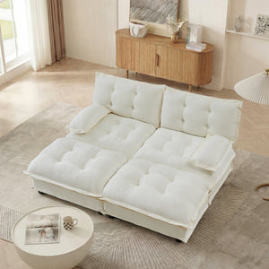English Elm 77" Chenille Modular Cloud Sofa Plush Deep Seat Sectional with Ottomans for Living Room Beige W714S01676