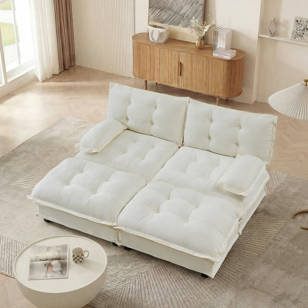English Elm 77" Chenille Modular Cloud Sofa Plush Deep Seat Sectional with Ottomans for Living Room Beige W714S01676
