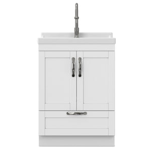English Elm Hennessy Shaker Style Laundry Sink Cabinet with Deep Abs Basin and Nickel Hardware B136P427208