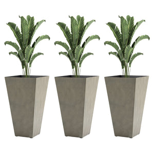 English Elm Outsunny Set Of 3 Modern Tall Gray Planters With Drainage Holes - Stylish Indoor/Outdoor Pots! W2225P174508-GIGA
