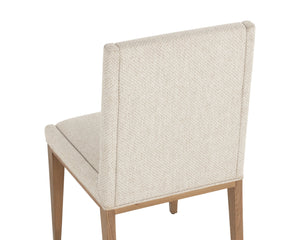 Sunpan Kalla Dining Chair - Stylish Monument Oatmeal Upholstery With Rustic Oak Base & Gold Accents Taupe Fabric 112046