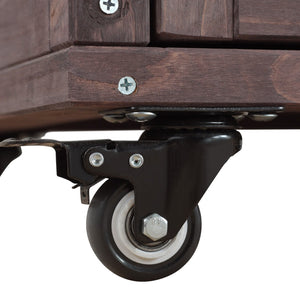 English Elm K&k Outdoor Rolling Kitchen Island Fir Wood Stainless Steel Top with Foldable Prep Station Dark Brown N707P370276Z