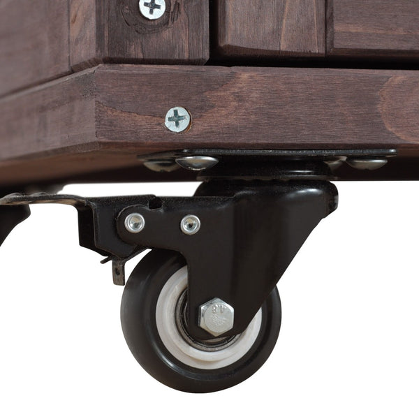 English Elm K&k Outdoor Rolling Kitchen Island Fir Wood Stainless Steel Top with Foldable Prep Station Dark Brown N707P370276Z