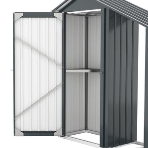 English Elm Campcraft Galvanized Steel Outdoor Storage Cabinet with Lockable Compartment and Firewood Rack W1598P382301