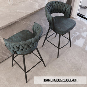 English Elm 26" Swivel Barstools Set of 2 Woven Back Upholstered Seats for Kitchen Islands W3732P434854
