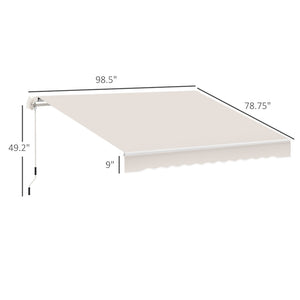 English Elm Outsunny 8' X 7' Manual Retractable Patio Awning - Weather-Resistant Sun Shade For Doors & Windows W2225P174214-GIGA