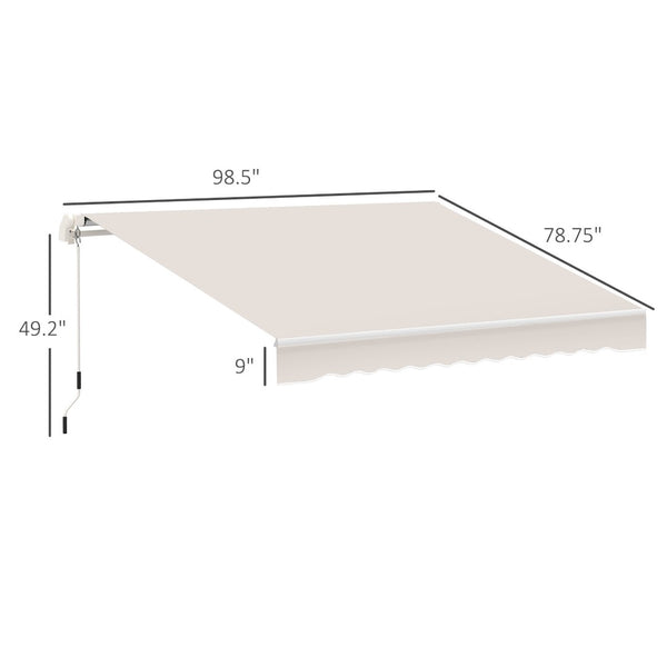 English Elm Outsunny 8' X 7' Manual Retractable Patio Awning - Weather-Resistant Sun Shade For Doors & Windows W2225P174214-GIGA