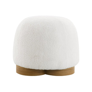 English Elm Fully Assembled Round Teddy Fabric Ottoman Plush Foam Seat Bedroom Entryway Accent White W2671P386671