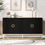 4-Door Metal Handle Storage Cabinet, Adjustable Shelves, Ideal for Corridor, Entrance, Living Room