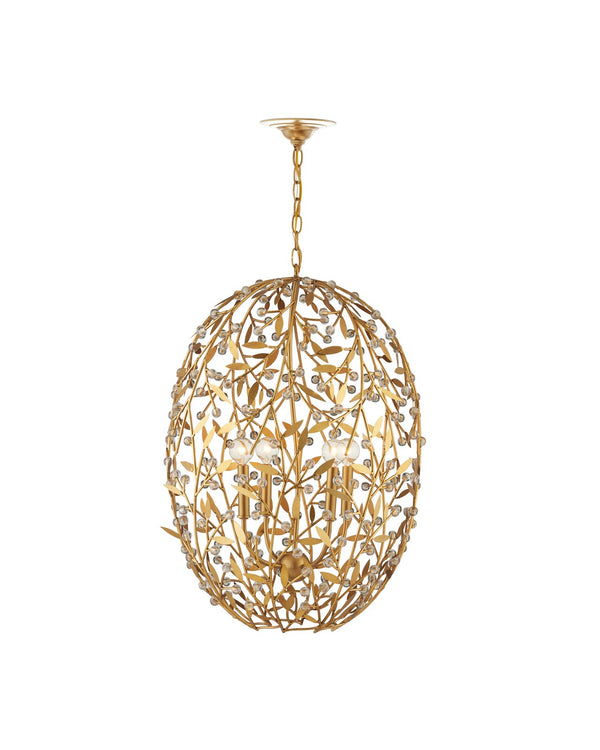 Currey & Company Secret Garden Gold Orb Chandelier - Elegant Biophilic Lighting With Handcrafted Crystal Accents Gold Crystal ,Wrought Iron 9000-1290-currey-company