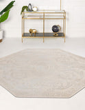 Unique Loom Finsbury Diana Machine Made Botanical Rug Ivory, Beige 7' 10" x 7' 10"