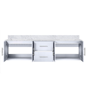 English Elm Glossy 72" Double Bath Vanity in White with Carrara Marble Top, Solid Wood, Soft-Close Drawers B2731P258521