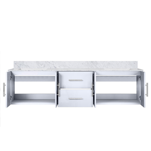 English Elm Glossy 72" Double Bath Vanity in White with Carrara Marble Top, Solid Wood, Soft-Close Drawers B2731P258521