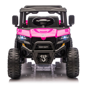 English Elm 24v Electric Kids Dump Truck 4wd Six Wheel Ride on with Remote Suspension Cargo Bucket Pink W1578P380845