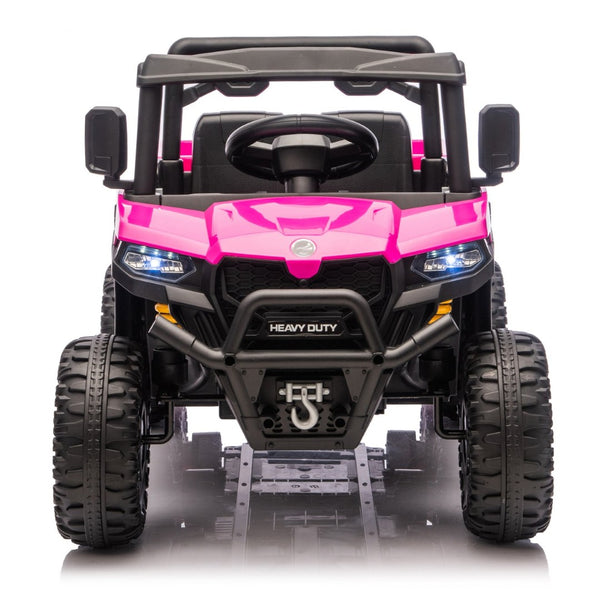 English Elm 24v Electric Kids Dump Truck 4wd Six Wheel Ride on with Remote Suspension Cargo Bucket Pink W1578P380845