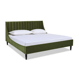 English Elm Aspen Vertical Tufted Headboard Platform Bed Set, King, Olive Green Performance Velvet