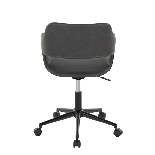 English Elm Margarite Contemporary Task Chair: Stylish Grey Faux Leather & Black Metal For Home Office Comfort B202P223918
