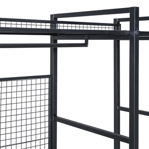 English Elm Open-Style Wardrobe Storage System with Heavy-Duty Metal Frame, Rails, Shelves & Drawers - Sleek Durable Design for Organized Living Black SF000087AAB