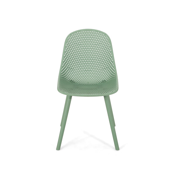 English Elm Christopher Knight Home® - POSEY Chair - Weather-Resistant Polypropylene Outdoor Dining Chair with Perforated Diamond Mesh Design for Durable Style Green 27.5 L x 21.5 W x 20.2 H 69067.00GRN