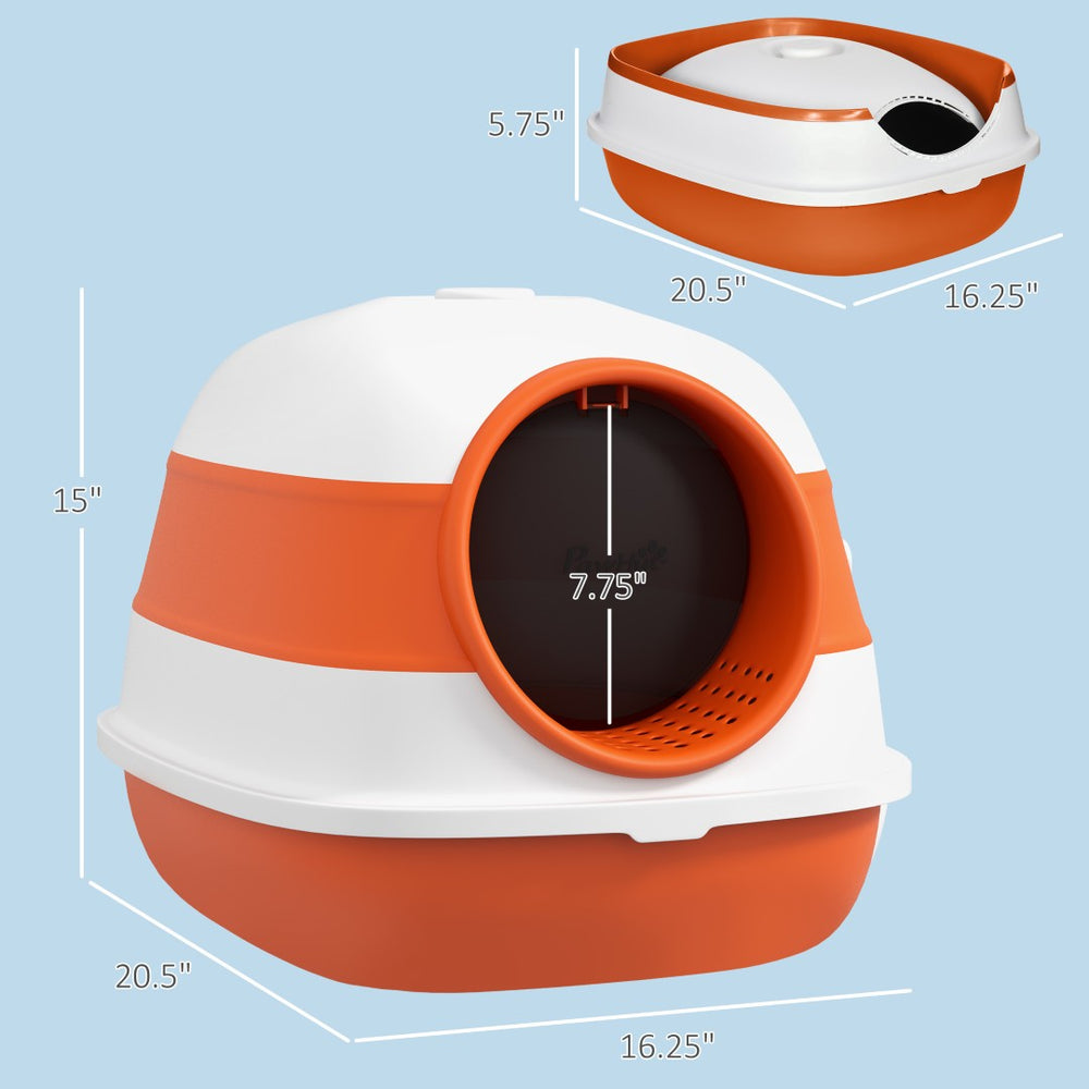 English Elm Easy Clean Enclosed Cat Litter Box with Slide Out Drawer Odor Control Flap Door T3971P437182
