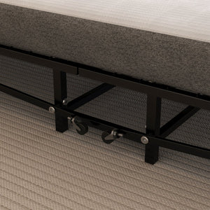 English Elm Metal Folding Bed Frame with 4" High-Density Foam Mattress, 300 lb Capacity, Compact 14" Foldable Rollaway with Wheels for Guests W1960P381470