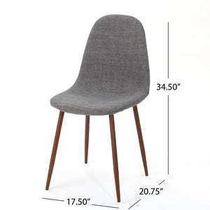 English Elm Christopher Knight Home® - Mid-Century Fabric Upholstered Dining Chairs Set of 2 in Light Gray with Dark Walnut Iron Legs, Cozy Modern Seating 60787.00