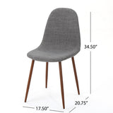 Christopher Knight Home® - Noble House - Raina Mid Century Modern Light Grey Fabric Dining Chairs with Dark Brown Wood Finished Metal Legs - Set of 2