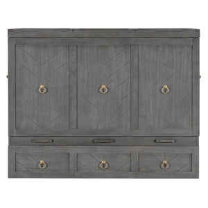 English Elm Queen Murphy Wall Bed with Pull Out Storage Drawer and Built in Usb Charging Gray LP000428AAE