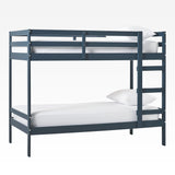 Simple Solid Wood Twin Over Twin Bunk Bed Midnight Navy SOPB3HMNWP Walker Edison