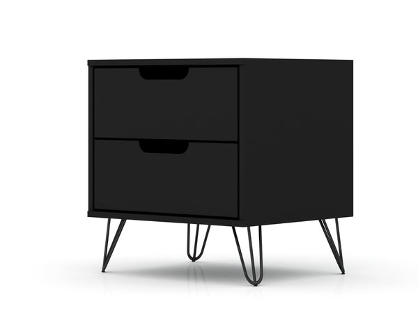 English Elm Rockefeller 20" Modern Nightstand In Black - Sleek 2-Drawer Storage With Custom Handle Options B365P398159-GIGA