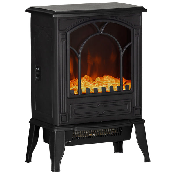 English Elm Homcom 22" Compact Electric Fireplace Stove With Realistic Flame, Safety Features & Dual Heat Settings W2225P249859