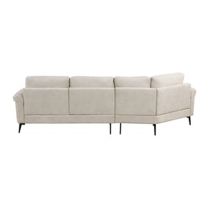 English Elm 111" Upholstered 3-Seater Sofa with Curved Ergonomic Arms, Metal Legs & Removable Patterned Pillows Beige N719S001800A