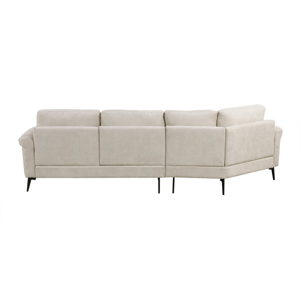 English Elm 111" Upholstered 3-Seater Sofa with Curved Ergonomic Arms, Metal Legs & Removable Patterned Pillows Beige N719S001800A