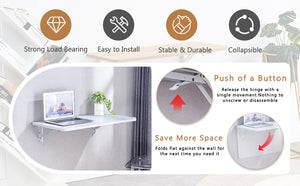 English Elm Laundry Wall-Mounted Folding Table - Space-Saving Workstation For Home, Garage, Office & More! W3226P278936