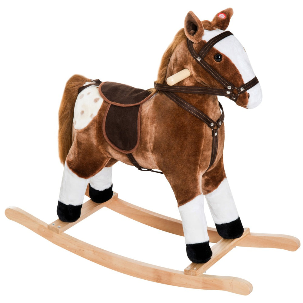 English Elm Rocking Pony Ride on Toy with Electronic Sounds Plush Saddle Metal Frame Toddler T3971P383491