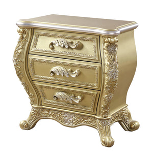 English Elm Gold 3-Drawer Nightstand with Felt-Lined Drawers, Dovetail Construction & Smooth Metal Glides, Elegant Gold Finish for Bedroom Storage and Delicate Item Protection B062P215397