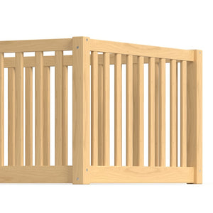 English Elm Twin Floor Bed Pine Wood Frame with Guardrails and Door for Safe Toddler Sleep Natural W1580P417669