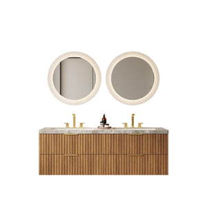 English Elm ELIO 60" Wall-Mounted Double Basin Vanity with Sintered Stone Top, Oak Veneer Drawers, Preassembled W2615P279351