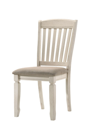 English Elm Fedele Upholstered Tan Fabric Side Chairs Set of 2 with Cream Wood Finish, Slatted Back, 220lb Capacity B2726P343790