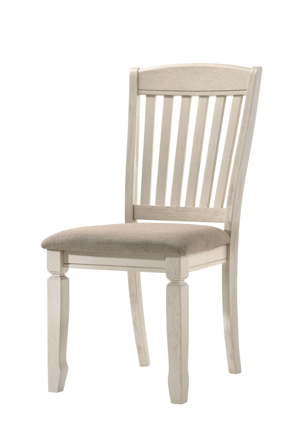 English Elm Fedele Upholstered Tan Fabric Side Chairs Set of 2 with Cream Wood Finish, Slatted Back, 220lb Capacity B2726P343790