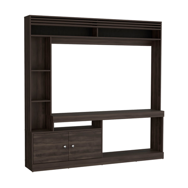 English Elm Entertainment Walnut Media Console with 2 Doors, 7 Shelves, 65" TV Support, Eco-Friendly Build B097S00194
