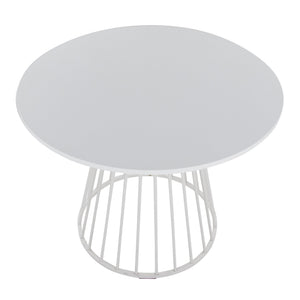 English Elm Canary Cosmo Modern Dining Table - Chic White Metal & Mdf Design For Stylish Dining Spaces B202S01106