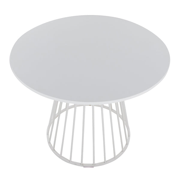 English Elm Canary Cosmo Modern Dining Table - Chic White Metal & Mdf Design For Stylish Dining Spaces B202S01106