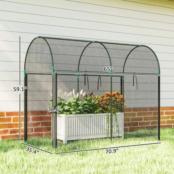 English Elm Spacious Garden Crop Cage Steel Frame Raised Bed Protection Tent with Zippered Door T3971P468406