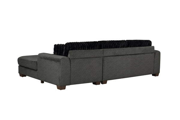 English Elm Modern Reversible Sectional with Corner Block Frame, Plush Foam Cushions, Easy Assembly, 87" x 59" Dark Gray 87.8 L x 36.22 W x 30 H B011P293572