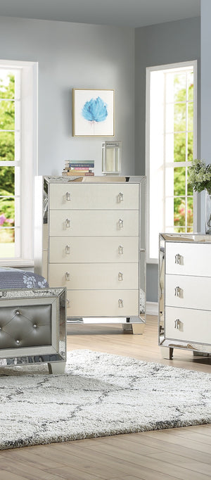 English Elm Traditional Elegant 6-Drawer Dresser with Antique Finish and Decorative Pulls for Spacious Bedroom Storage Silver 41 L x 21 W x 56 H B011P395091