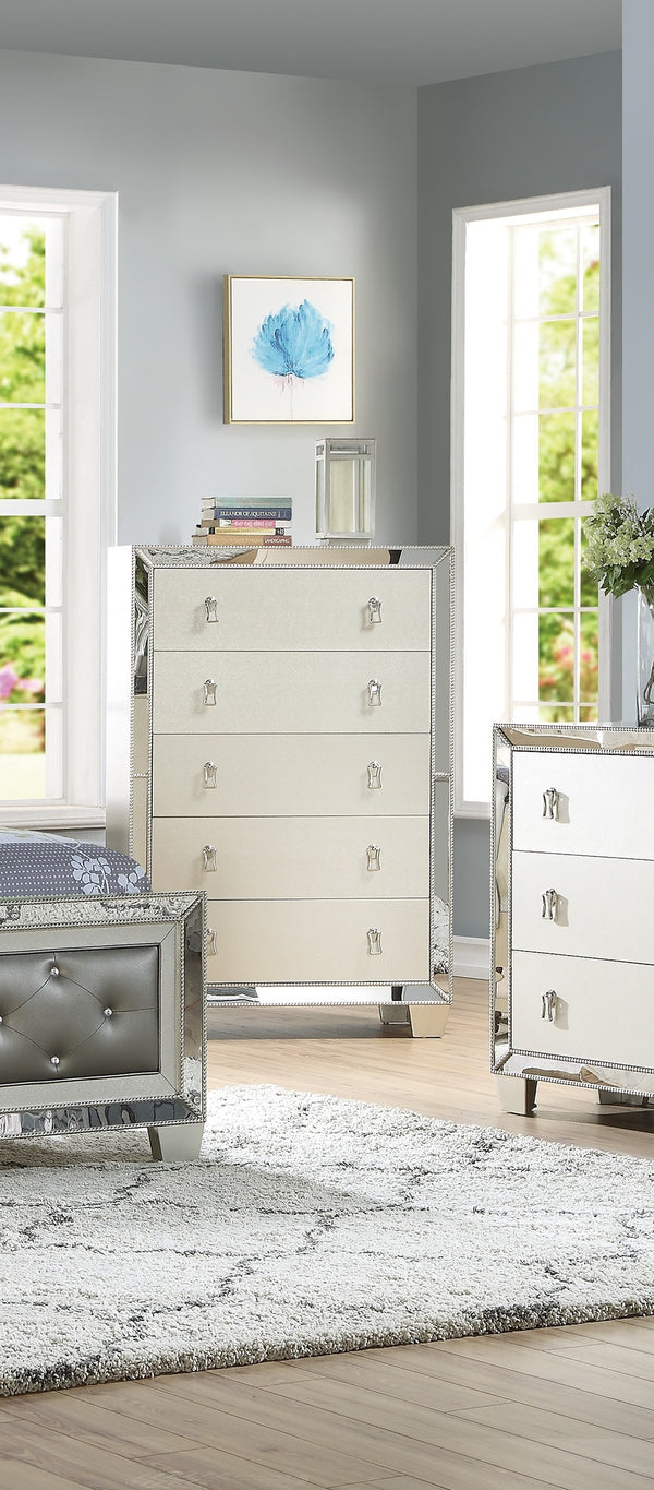 English Elm Traditional Elegant 6-Drawer Dresser with Antique Finish and Decorative Pulls for Spacious Bedroom Storage Silver 41 L x 21 W x 56 H B011P395091