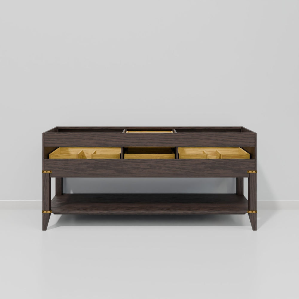 English Elm Brown Oak Double Bath Vanity 72" W X 22" D, Elegant White Quartz Top, Ample Storage & Soft-Close Drawers B2731P260292