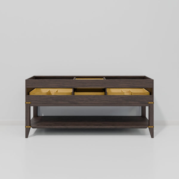 English Elm Brown Oak Double Bath Vanity 72" W X 22" D, Elegant White Quartz Top, Ample Storage & Soft-Close Drawers B2731P260292