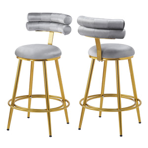 English Elm Christopher Knight Home® - 27.65'' 27.65" Modern Counter Stools Set of 2 with Luxurious Velvet Upholstery, Ergonomic Curved Back, Iron Frame & Footrest Dark Gray N780P194940G